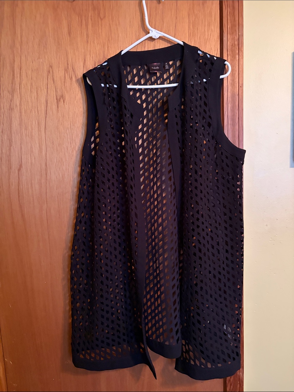 Rafaella Black Openwork Crochet Midi Dress Cover-Up